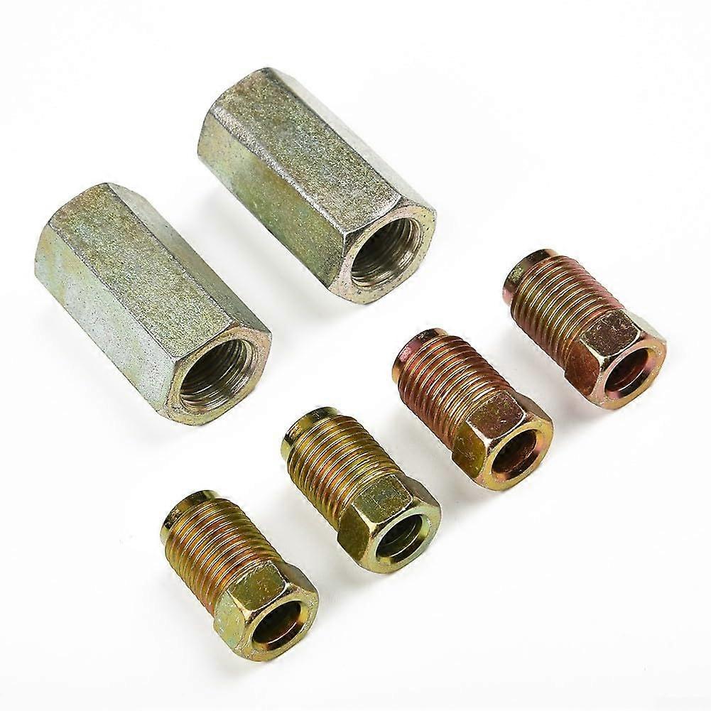 Metal Brake Line Bushing Connector With Male Nuts, 10 mm Pitch for 3/16 Inch Vehicle Brake Line, Pack of 2