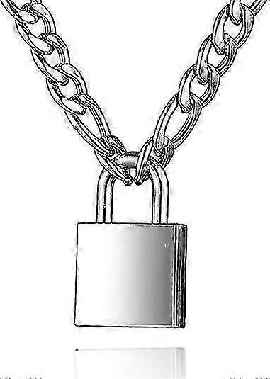 Collana lucchetto catena di blocco in acciaio inossidabile per uomini donne argento
