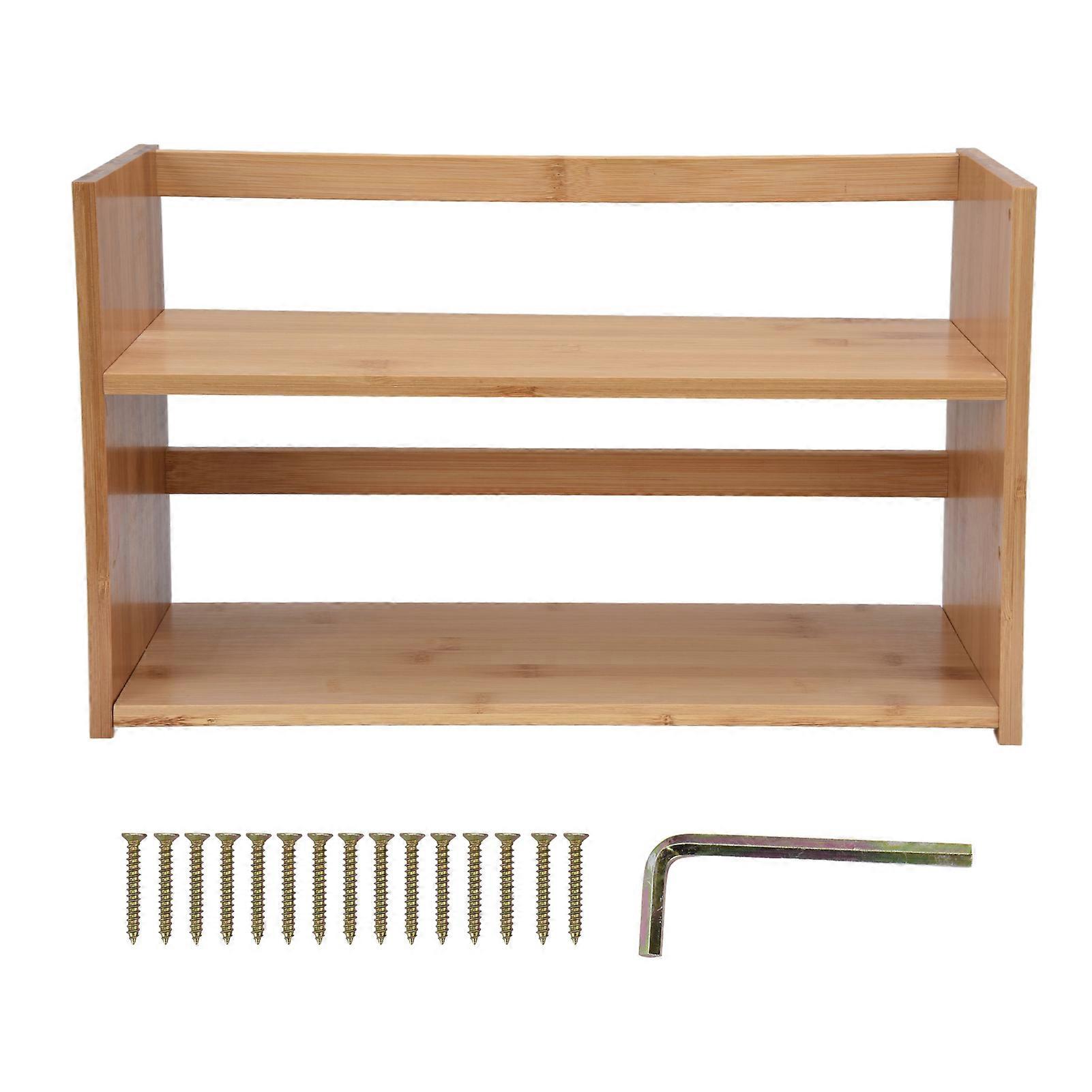 Bamboo Desktop Bookshelf, Small Storage Bookcase, Tabletop Bookcase for Office, Study Room