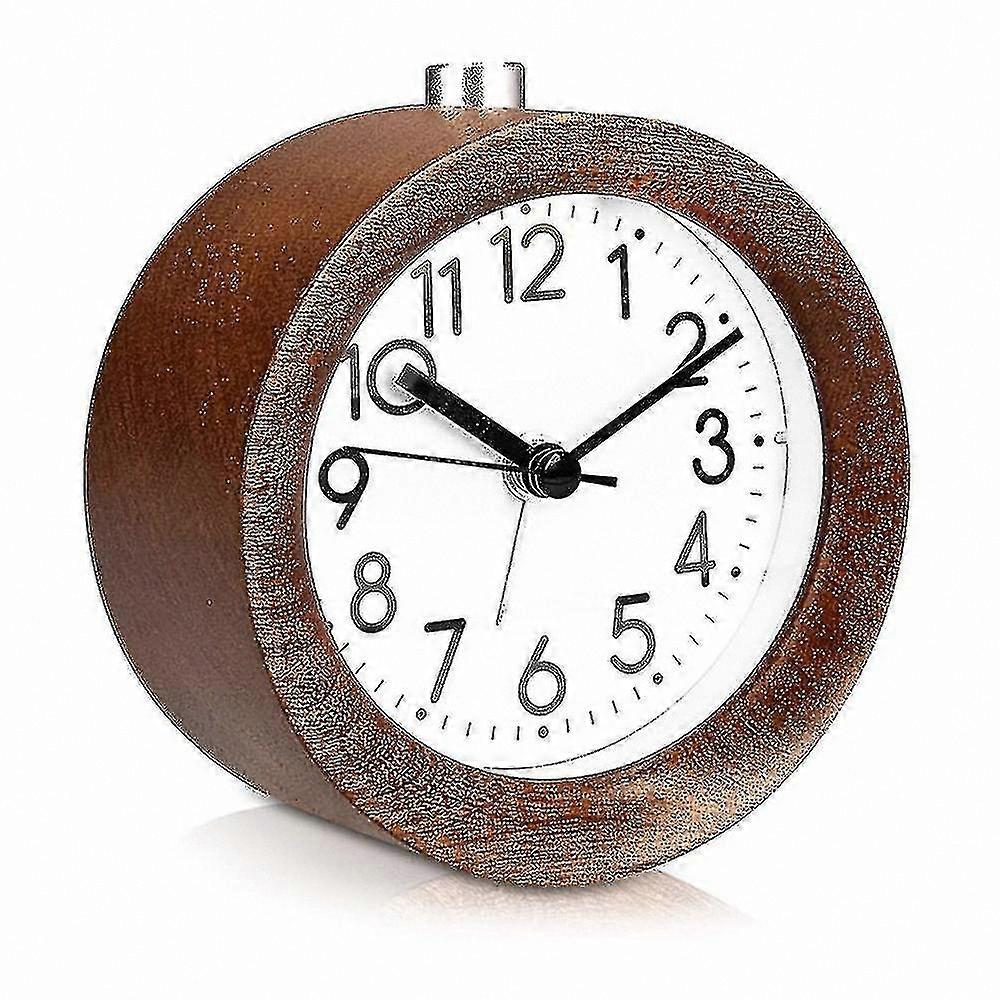 Retro Style Wooden Alarm Clock with Snooze and LED Light Functionality