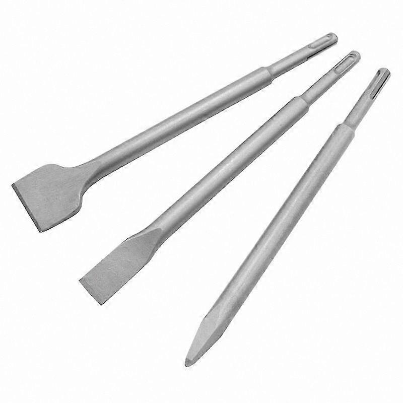 3-Piece Chisel Set for Concrete and Masonry Work, Round Handle Design, Includes Flat Pointed and 40mm Wide Tools (Model 14250)