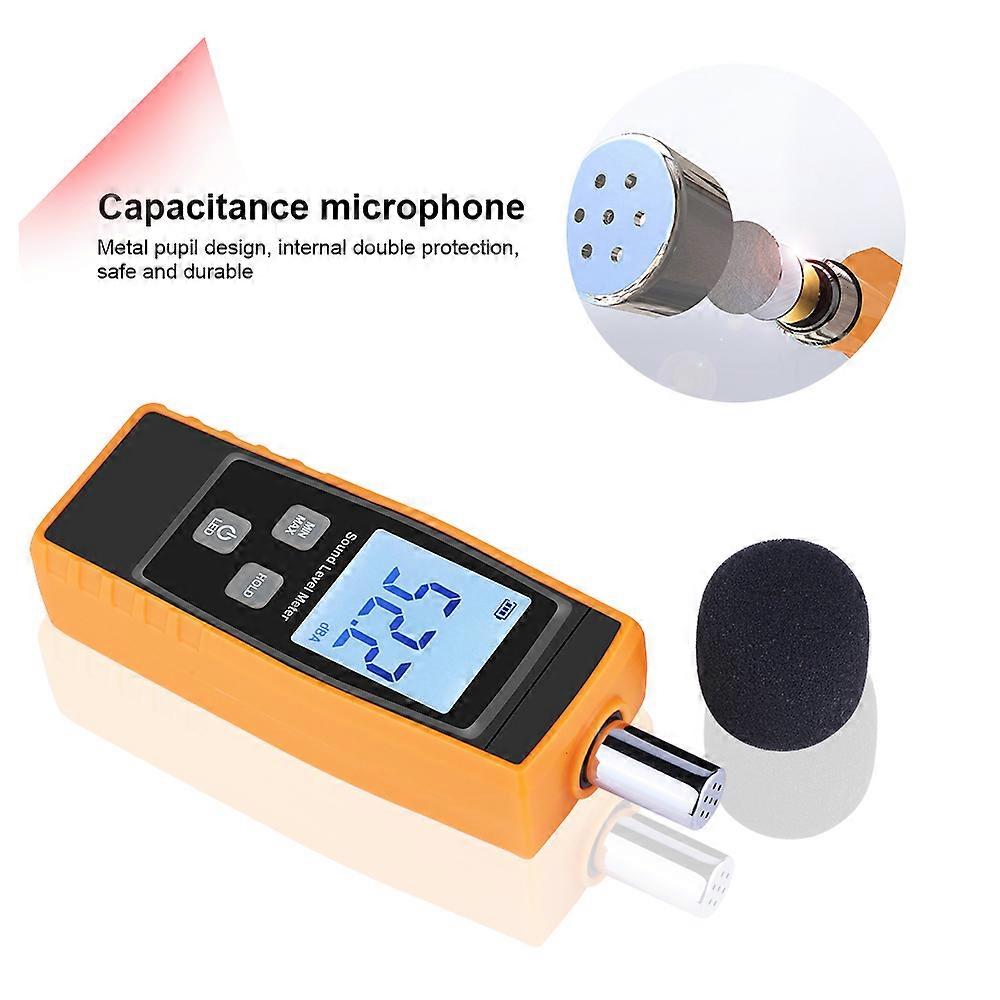 LCD Digital Sound Level Meter DB Meters 30-130dBA Noise Volume Measuring Tool Decibel Monitoring Tester with Max/Min/Data Hold Mode