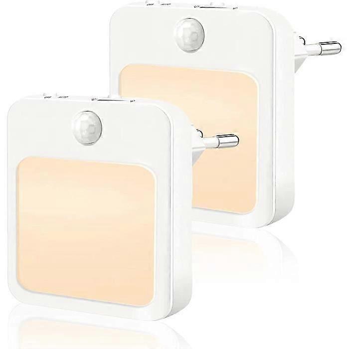 חבילה של 2 שקעי חשמל תאורת לילה LED עם 3 מצבי תאורה עם חיישן תנועה לחדר שינה, חדר אמבטיה, מטבח