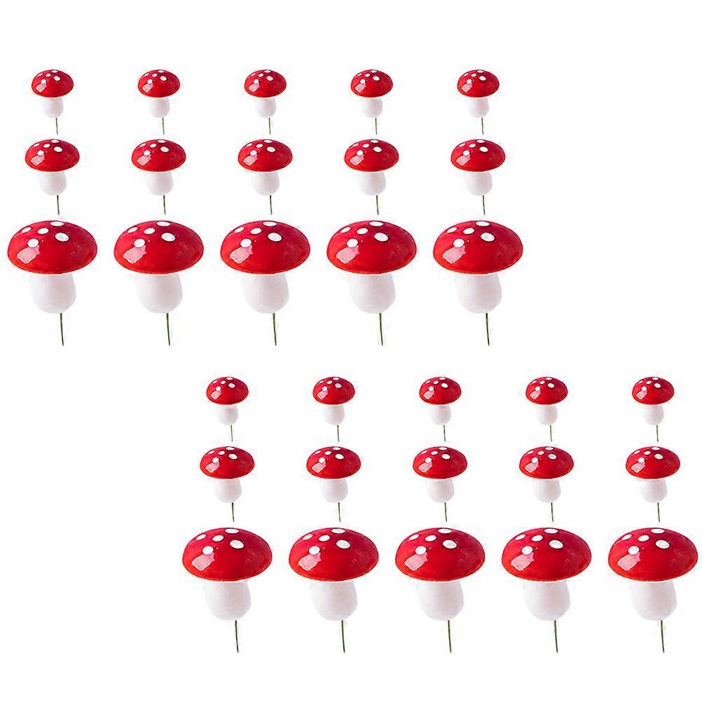Cake Topper Birthday Mushroom Shape Party Cakes Red Foam Material for Party Decoration 60Pcs