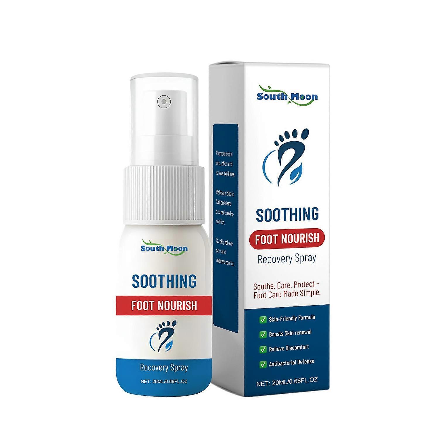 1-6x SOUTH MOON Soothing Foot Nourish Recovery Spray 20ml Gentle Formula Promotes Circulation Repair