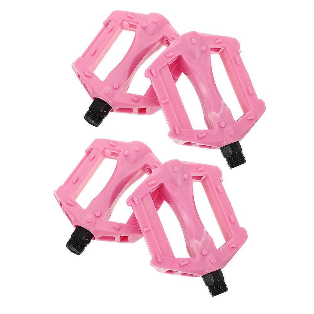 Lightweight Plastic Flat Bike Pedals, Skid Resistant Texture, Durable for Mountain and Road Cycling, 2 Pair, Pink