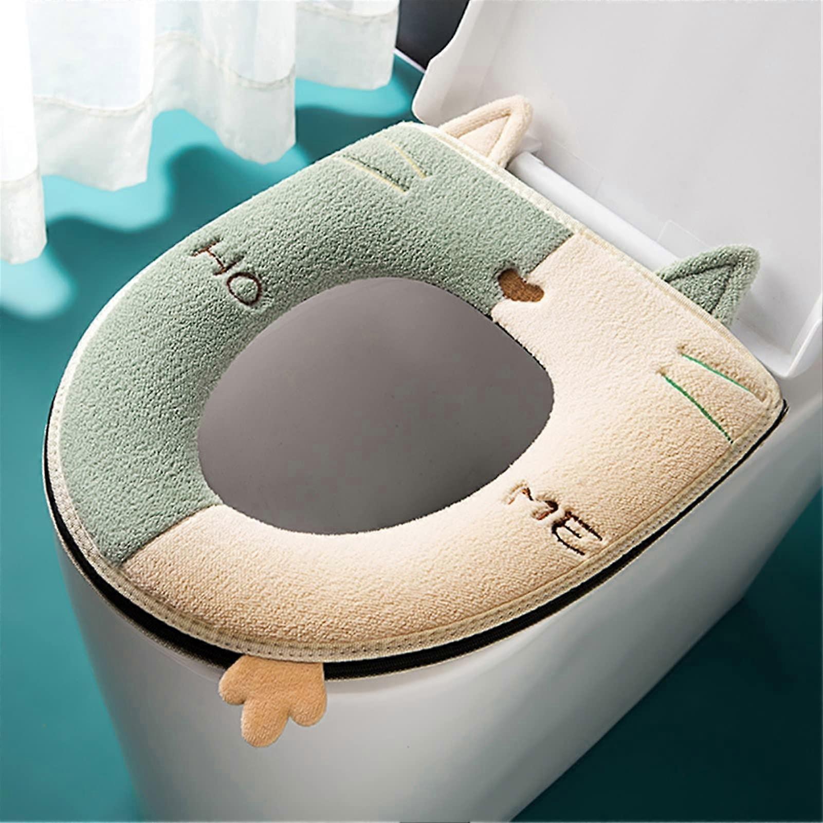 Toilet Seat Universal Four Seasons Cute Zipper Design Household Washer Compatible Soft Material (D)
