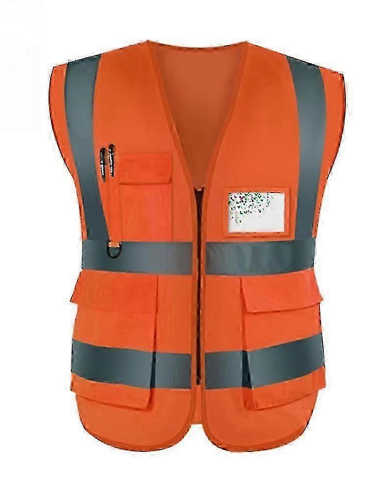 Reflective Safety Vest For Women Men High Visibility Security With Pockets slide fastener Front Meets ANSI/ISEA Standards