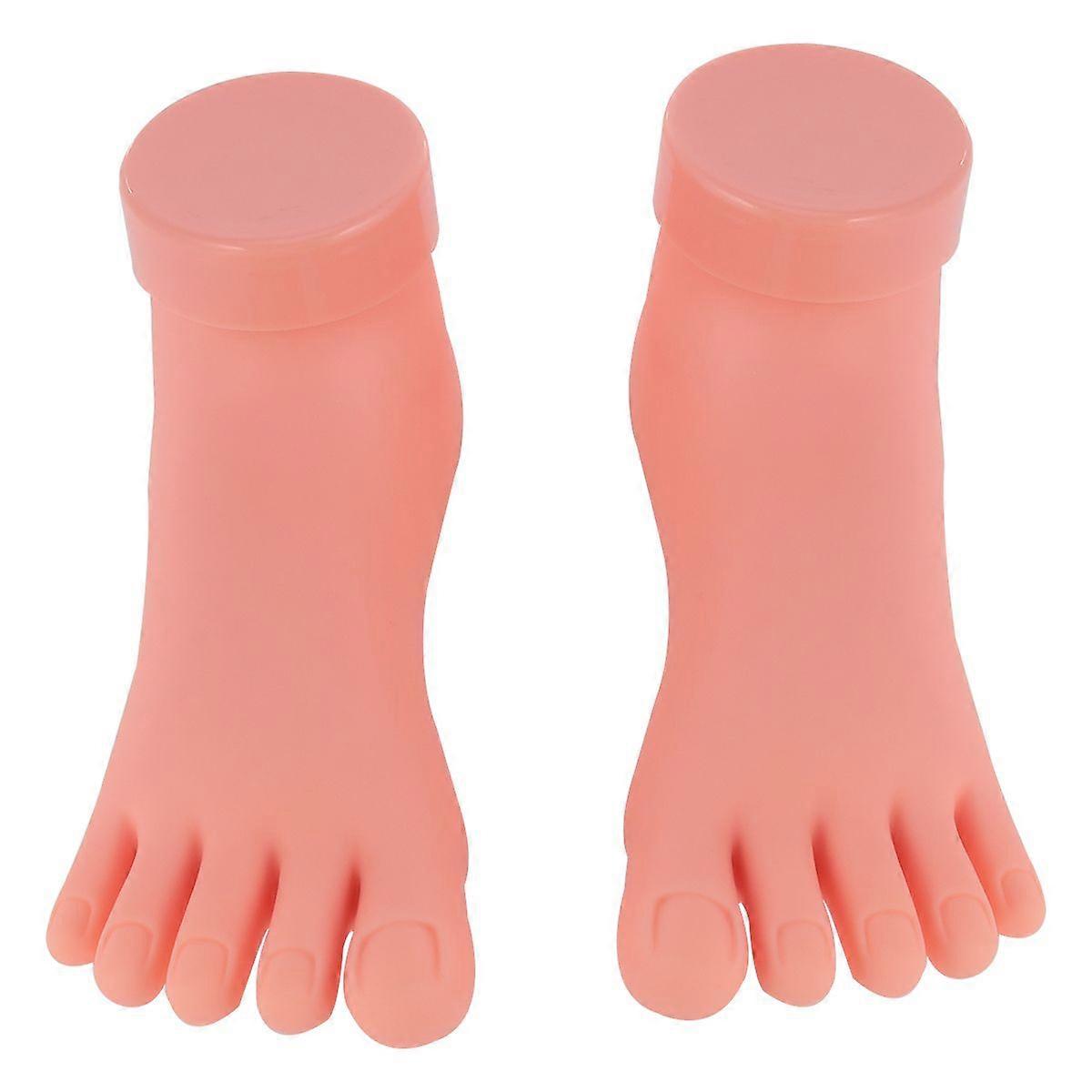 2 Pcs/1 Pack Nail Art Practice Right Left Foot Model Practical Manicure Training Model Practice Tool for Lady Girl
