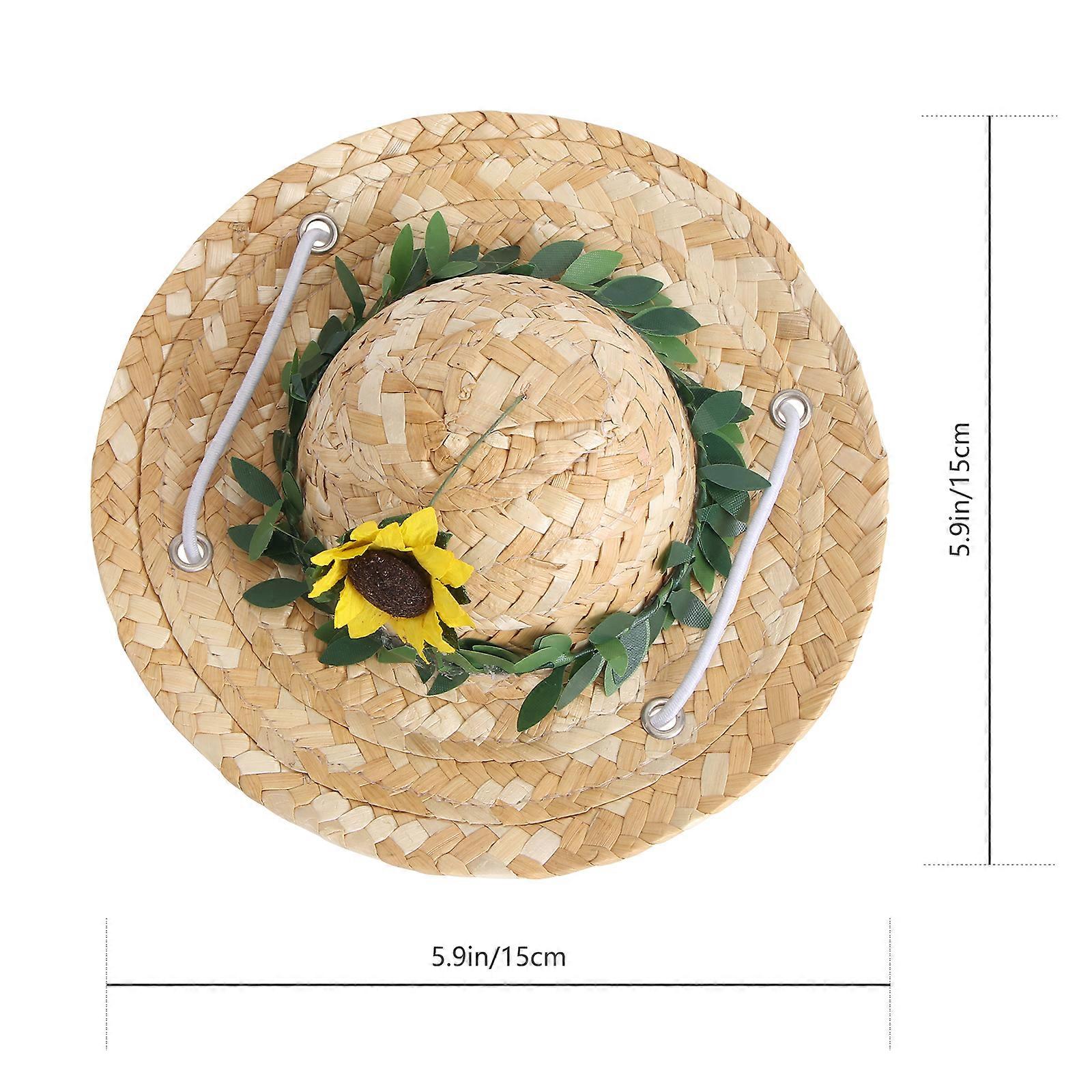 Woven Hat Featuring Sunflower Decor for Outdoor 1Pcs