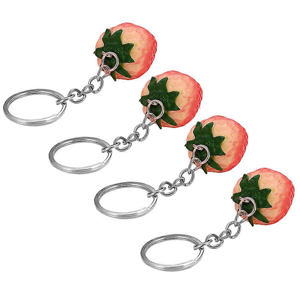 Bag Pendant Strawberry Key Chain for Decor 4Pcs Simulation Key Chain Set