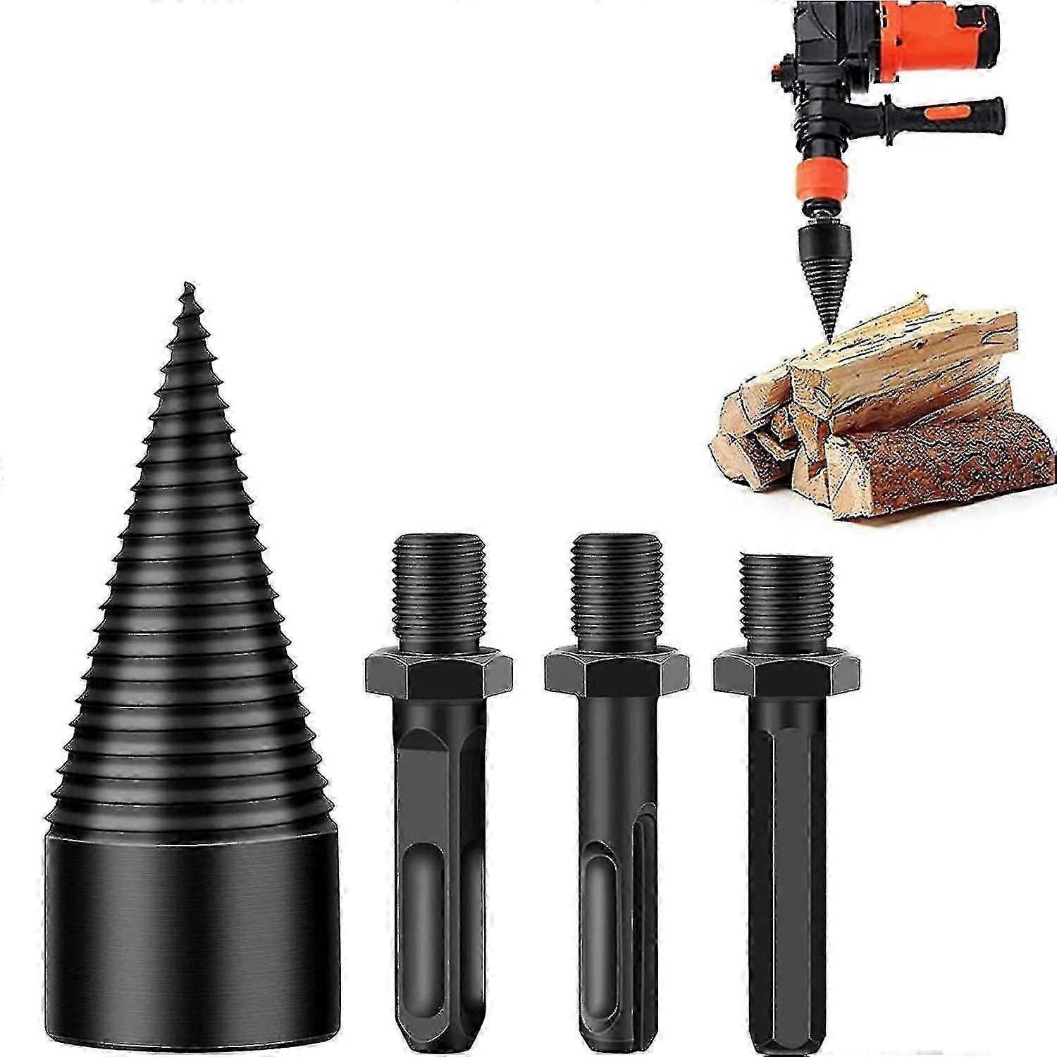 Broca divisora de madera de 45 mm, hexagonal + cuadrada, para leña