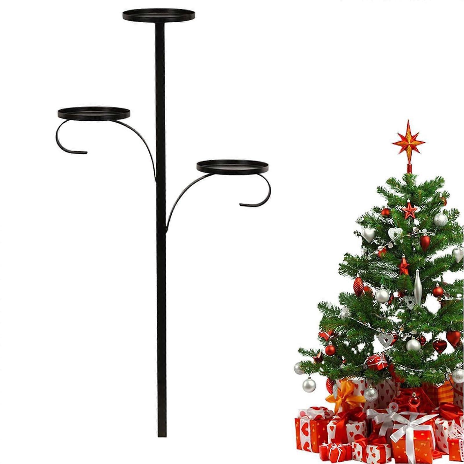 Triple Tree Topper 60cm/90cm Black 3Tier Candelabra Candle Holder Topper For Christmas Tree