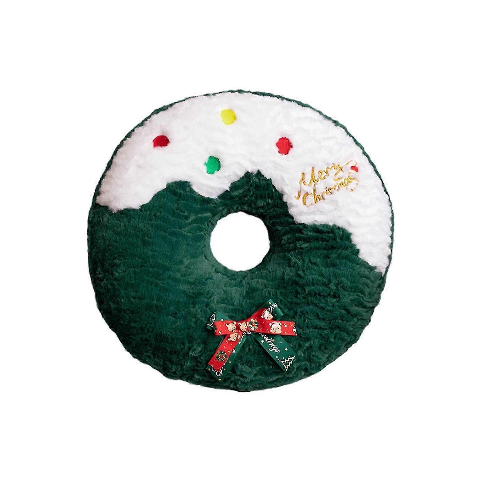 Red Christmas Tree Pillow with Car, Santa Claus Ornament Decoration for Sofa and Window Cushion Arrangement