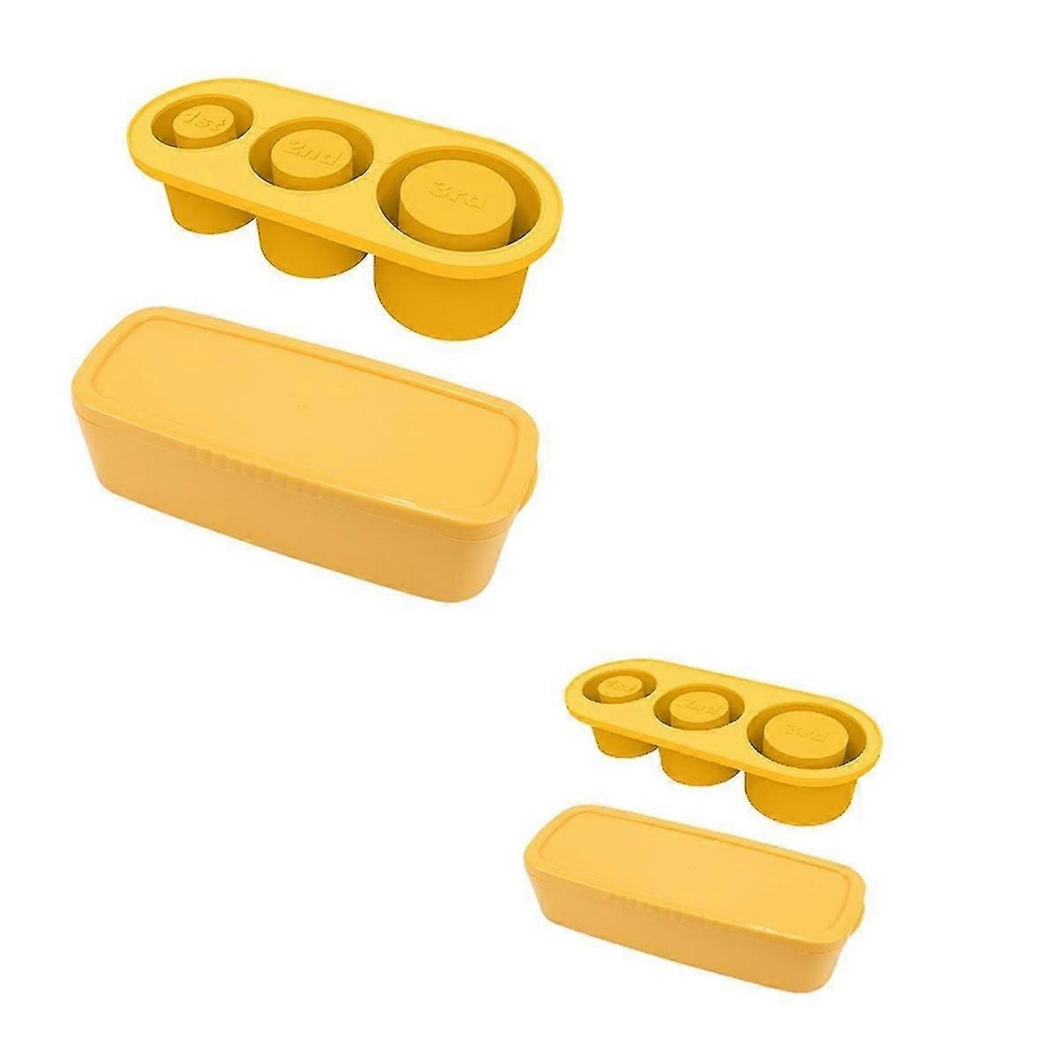 Silicone Ice Square Tray with Lid for 20-40 Oz Tumblers,3 Hollow Cylinder Ice Square Molds for Mug,Reusable Large Yellow
