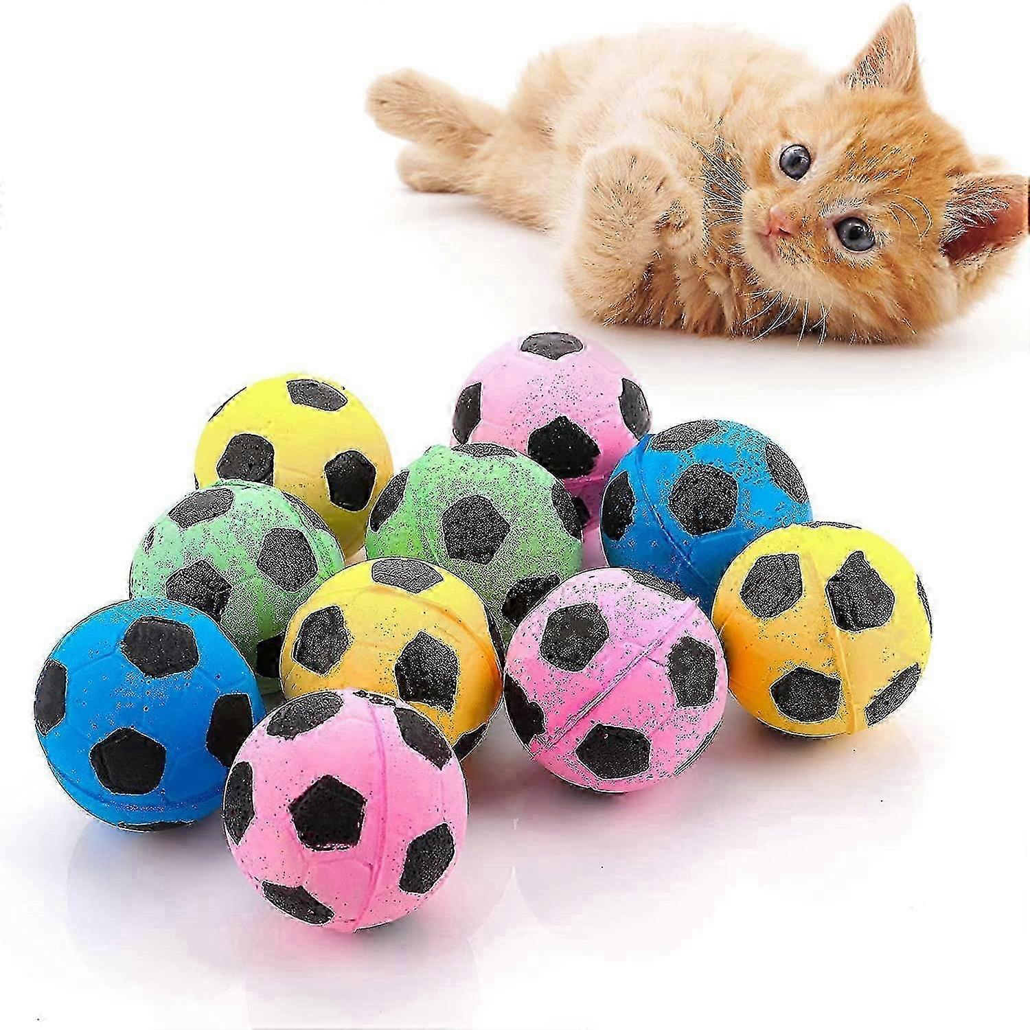 10pcs 4cm Cat Toy Balls Foam Soccer Balls Activity Cat Toy Interactive Ball ToyRandom Color