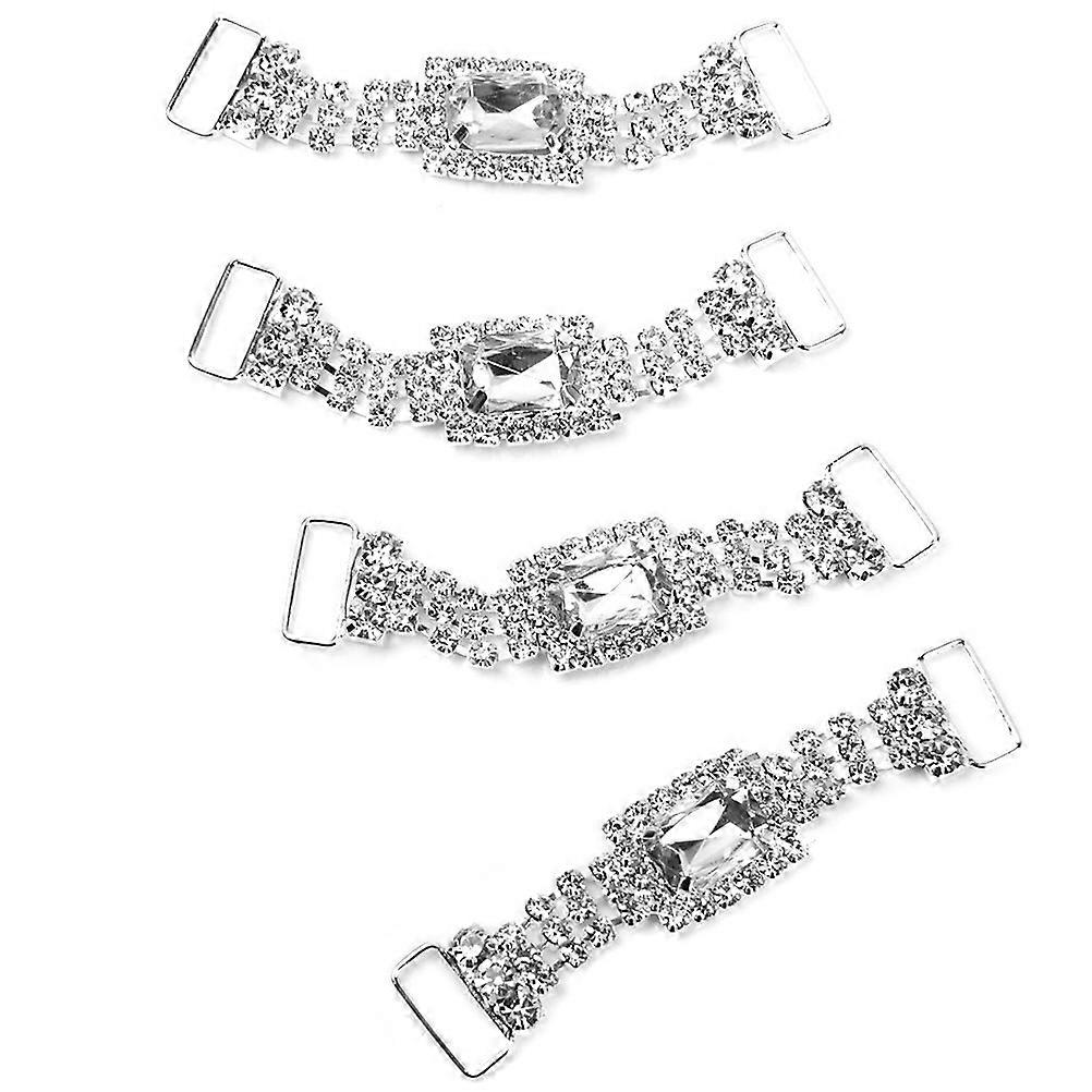 4Pcs Napkin Holders With Rhinestone Design Perfect For Wedding Dinner Banquet Occasion In White Size 7X2Cm