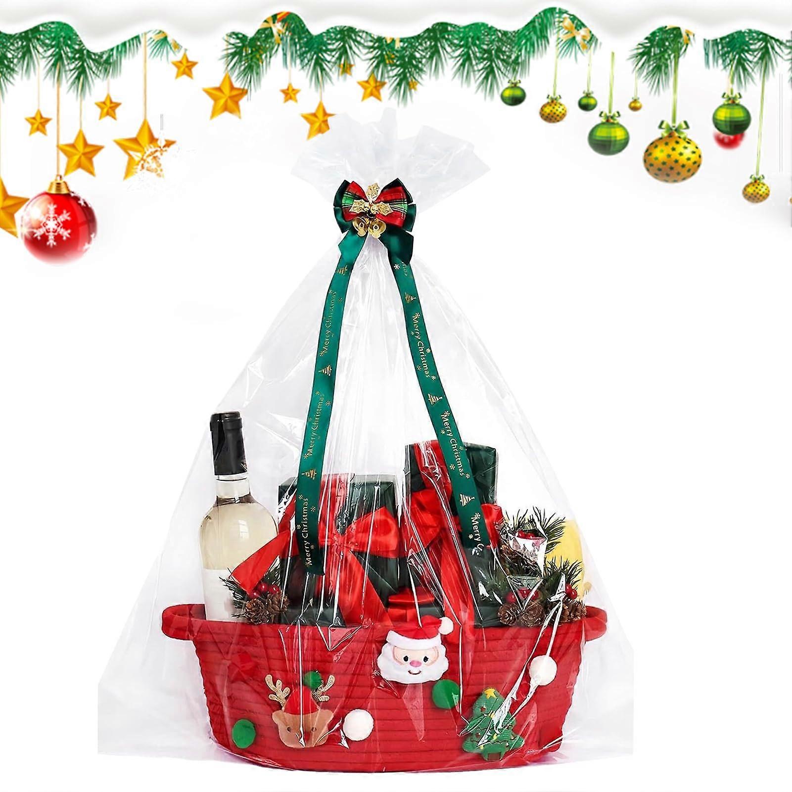 Present Basket Christmas Decorative Gift Basket Red Decoration Box Storage Hamper For Women And Men Celebrations
