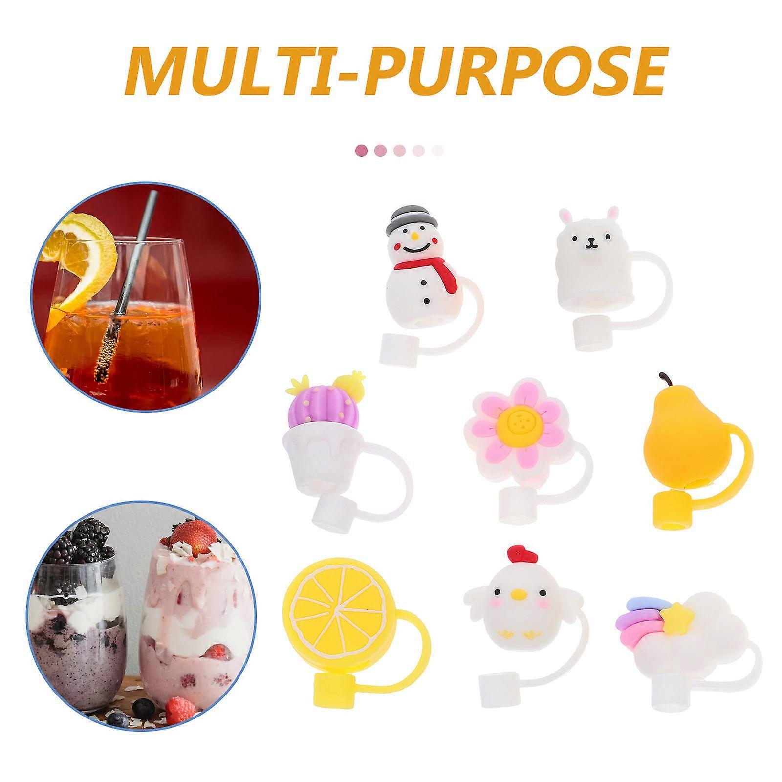 Silicone Straw Covers Straw Caps for Drinking 32Pcs Various Shapes Assorted Color