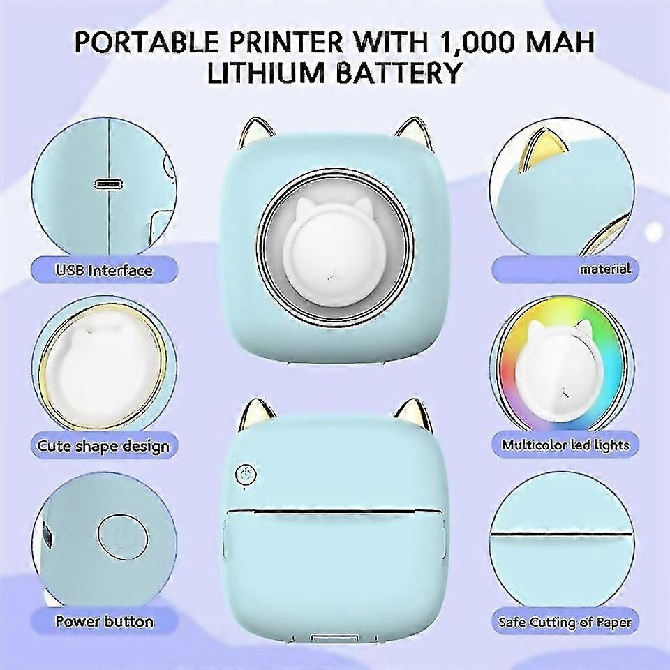 For Mini Pocket Printer Portable Thermal Printer With Ledprinter