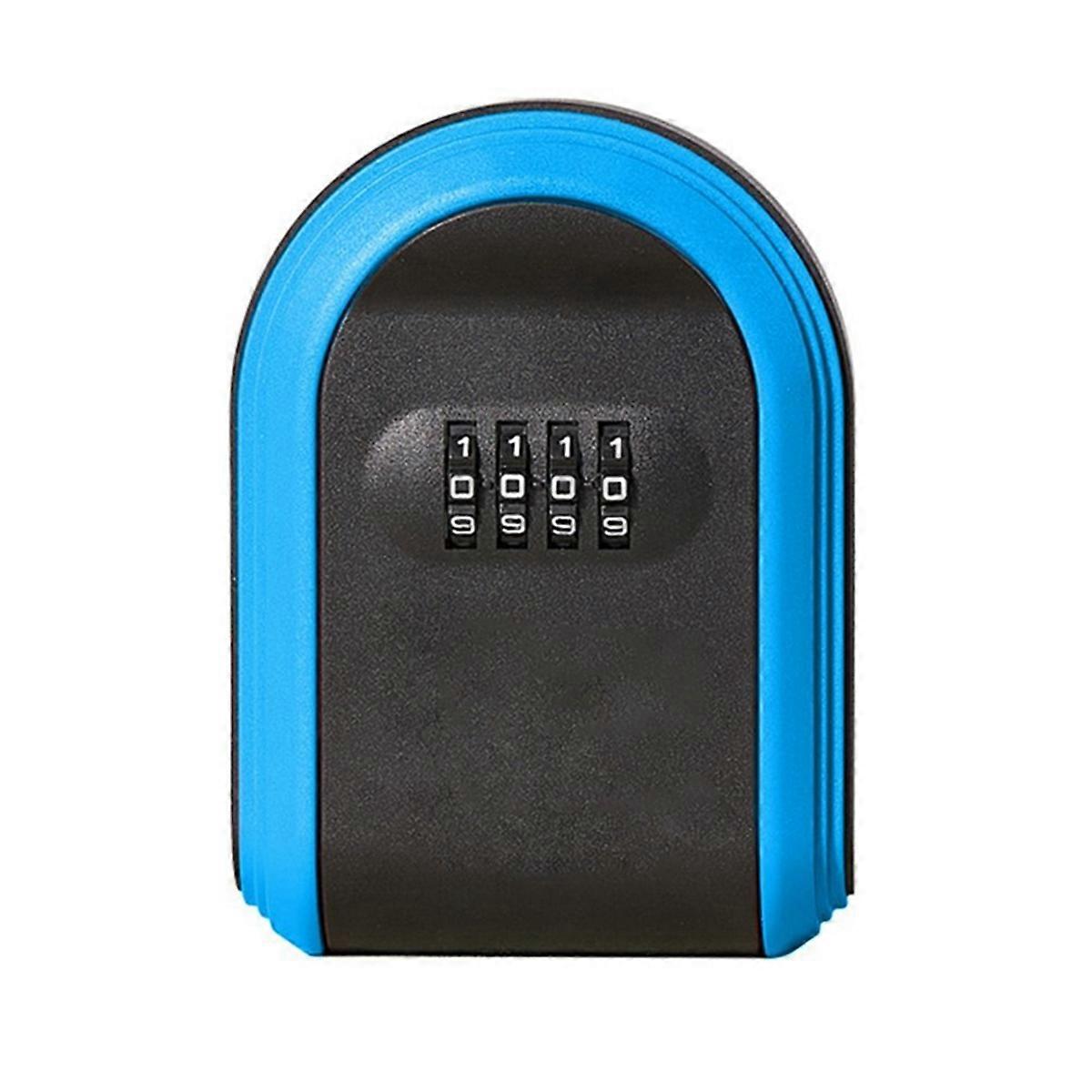 Key Safe Box Weatherproof 4 Digit Combination, Black & Blue