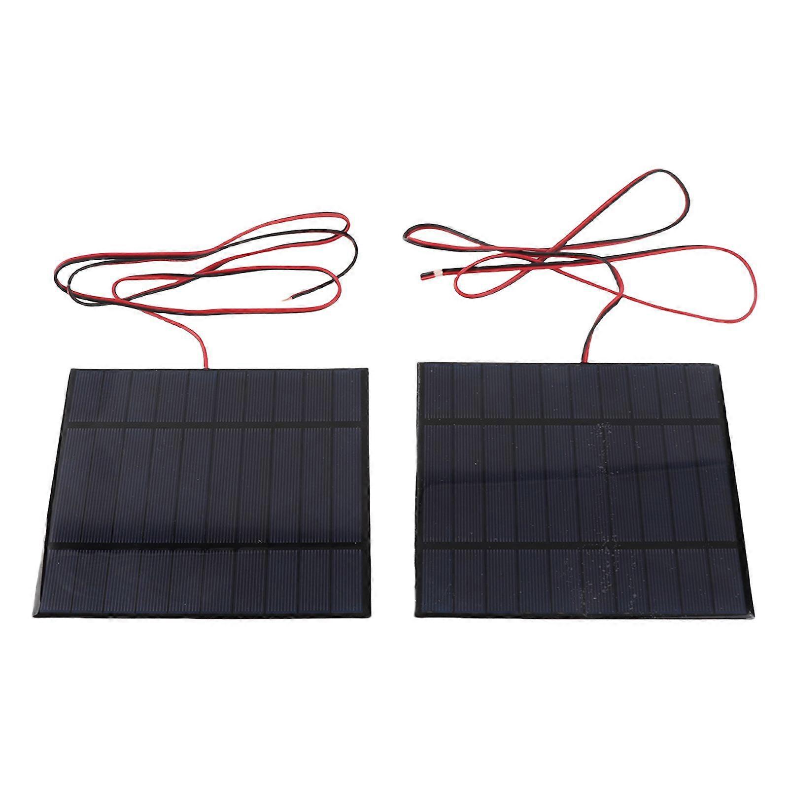 2 Pack Polycrystalline Silicon Solar Panel Power Module DC 5V 500mA with 100cm Cable