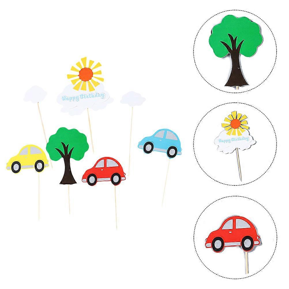 Assorted Color Cake Picks Small Car Theme for Decorating 42Pcs