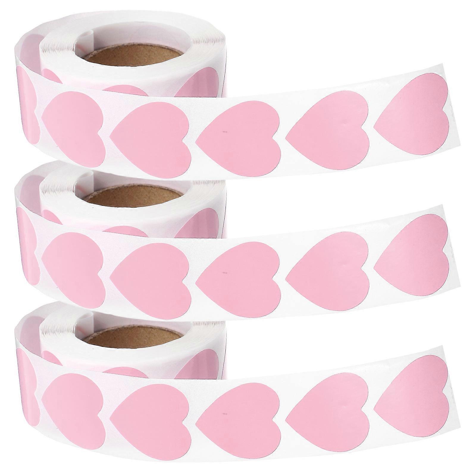 Red Heart Sticker Heart Shape Labels for Scrapbooking 3 Rolls Pink Paper