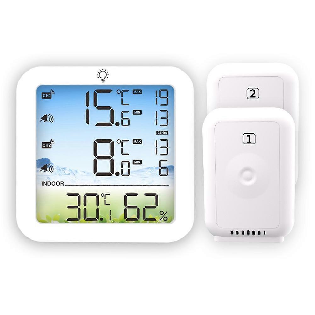 Digital Refrigerator Thermometer with Alarm-Wireless Fridge& Freezer Thermometer with 2 Sensors,for