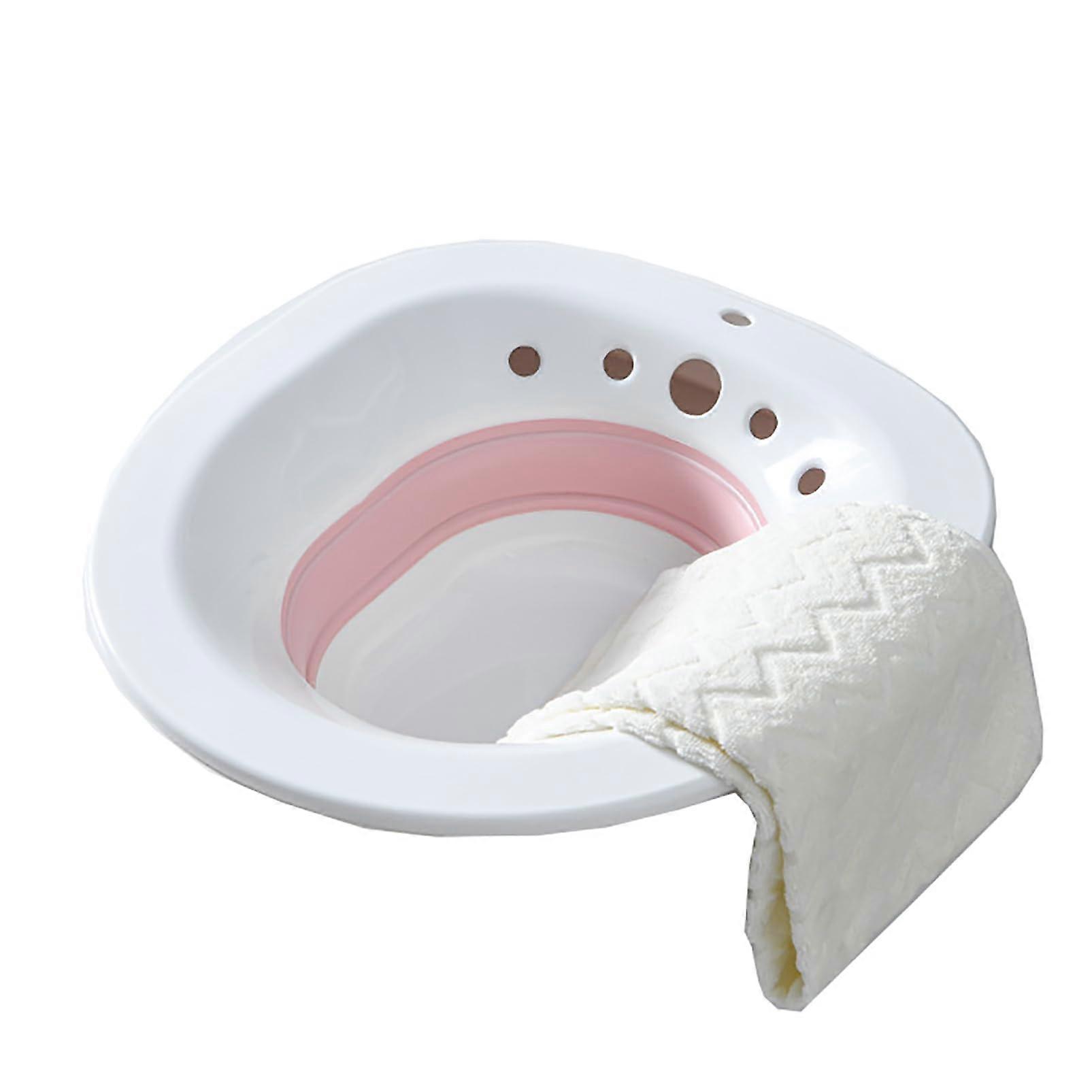 Collapsible Sitz Basin With Flusher For Postpartum Care, Foldable Sitz Bath, Pink, 39x36x11 cm