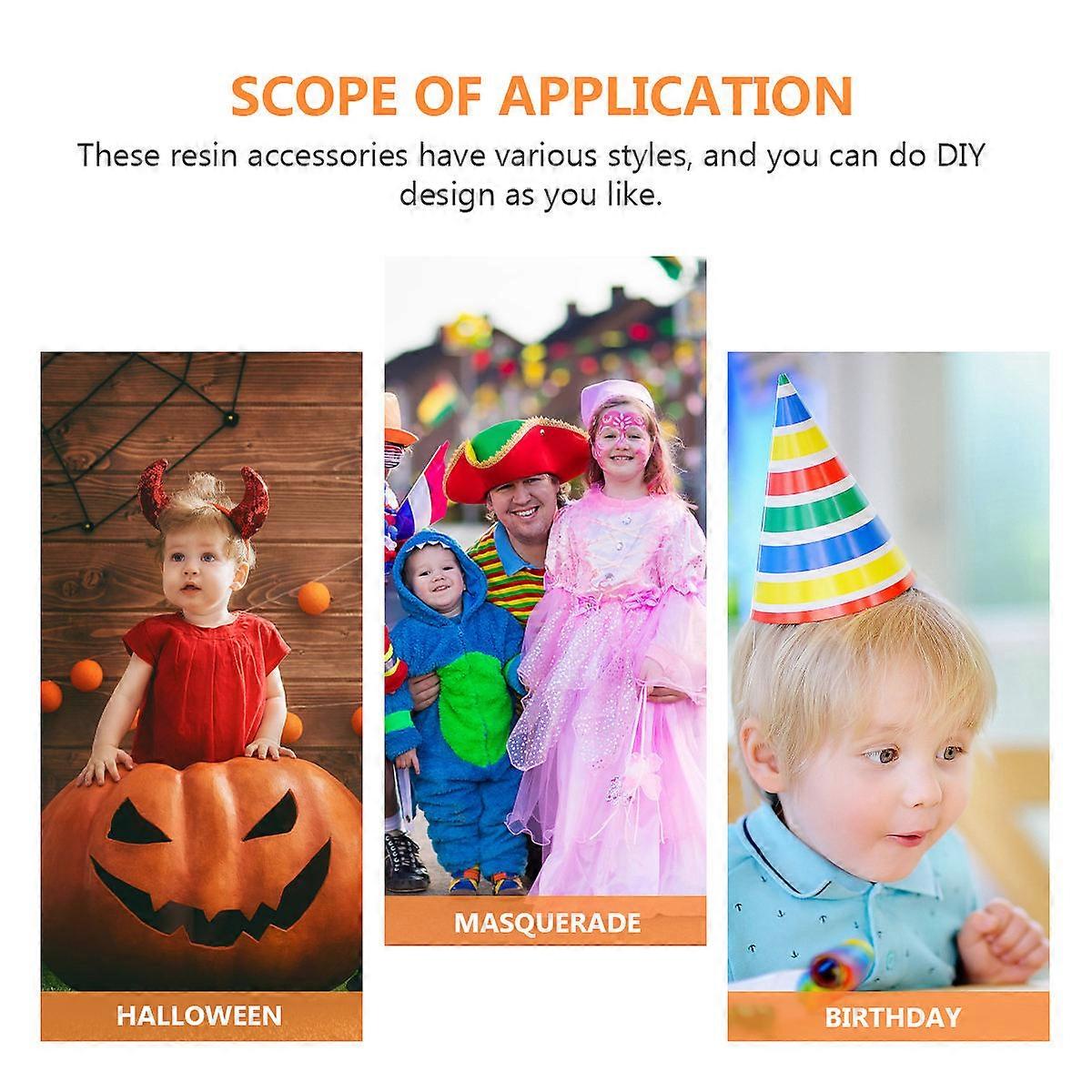 16Pcs Halloween Resin Flatback Embellishments For Children's Crafting DIY Projects In Assorted Color And Fun Shapes