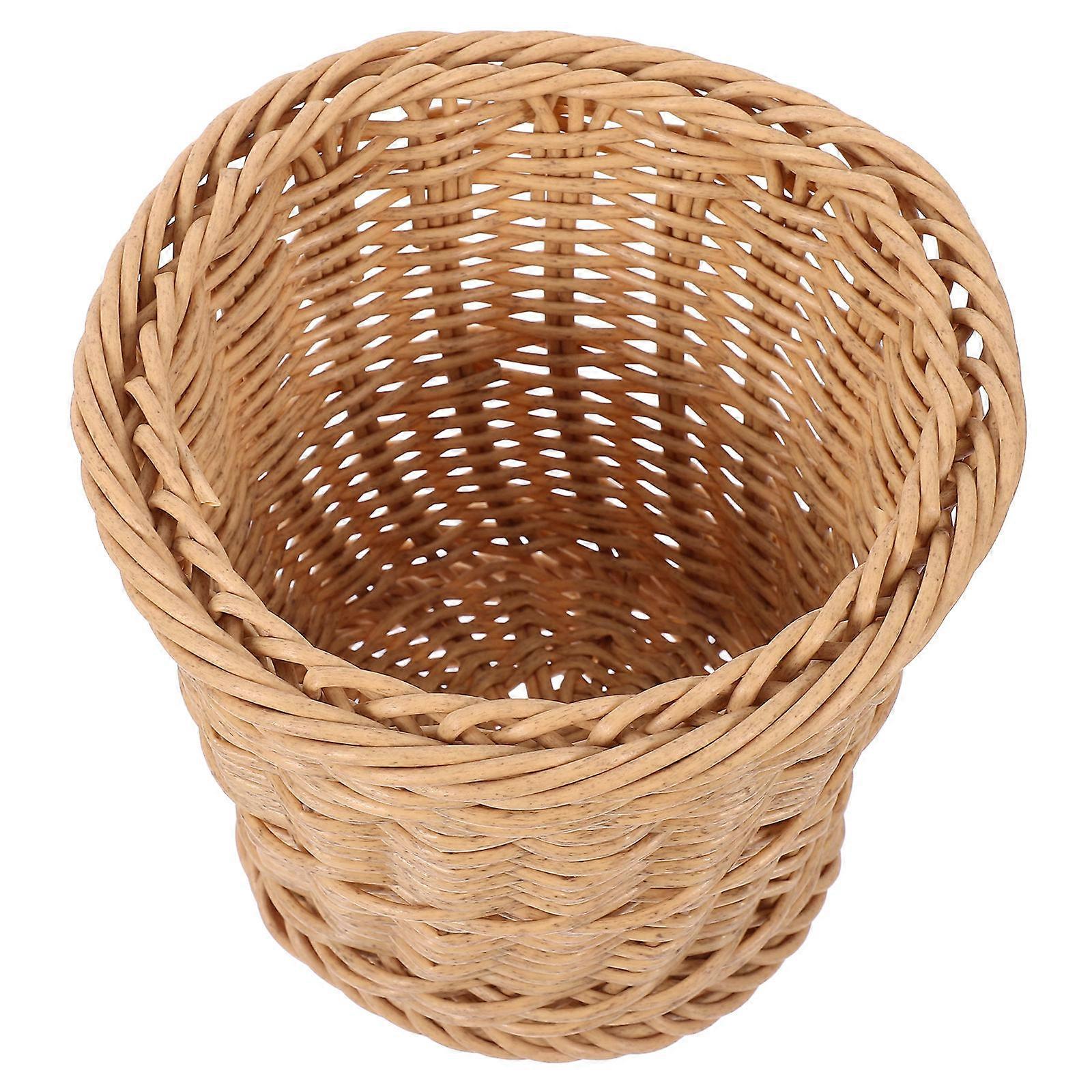 Wicker Waste Basket for Storage 2Pcs Round Trash Can for Home