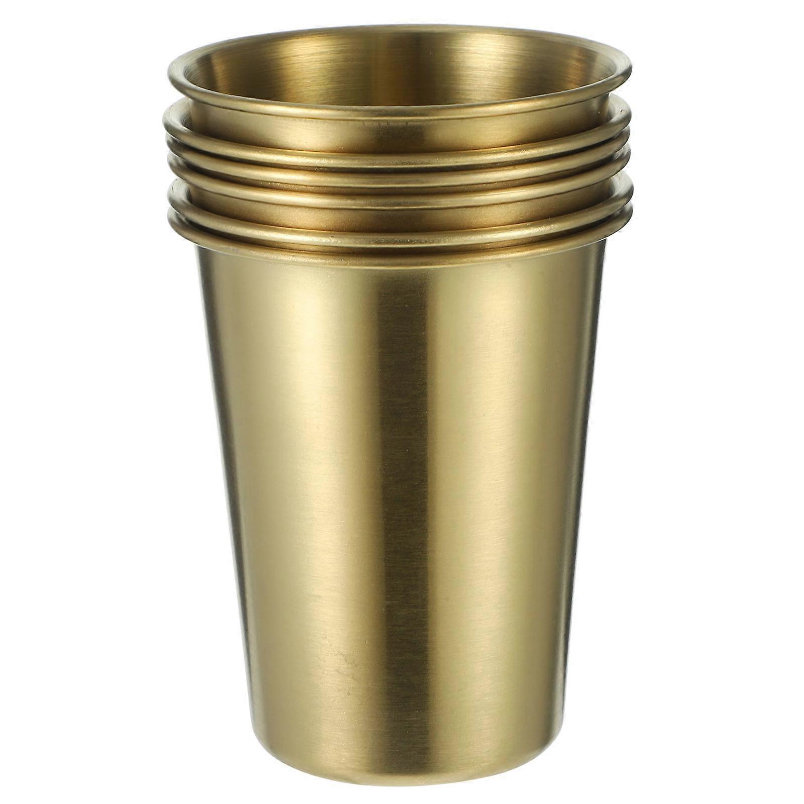18 Pcs Cylindrical Stainless Steel Coffee Cups for Party Use with Golden Color and Delicate Style