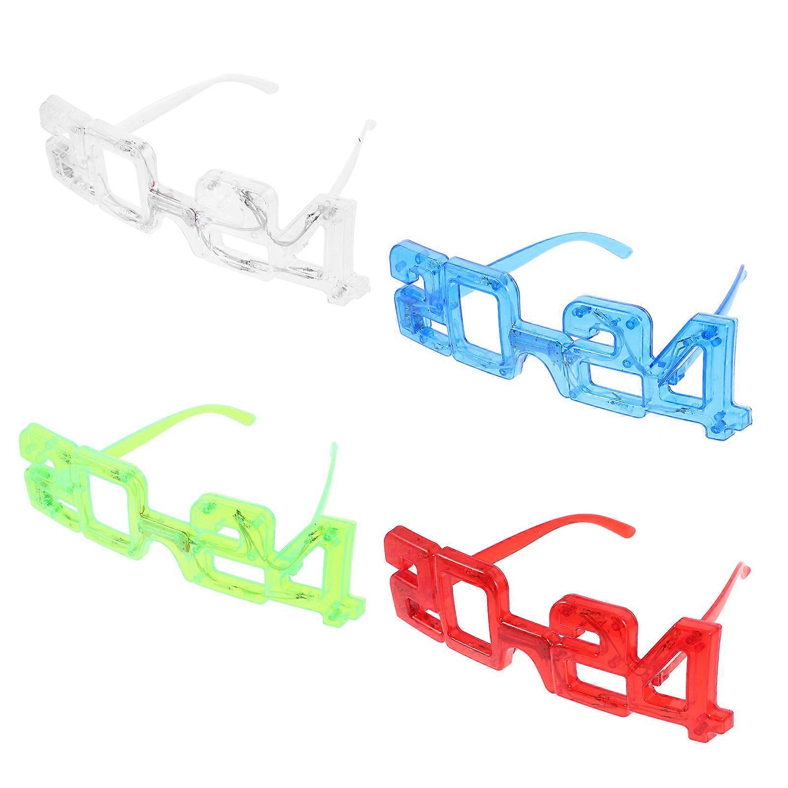 2024 Party Eyeglasses for Decor 4Pcs Assorted Color Plastic Glowing Glasses