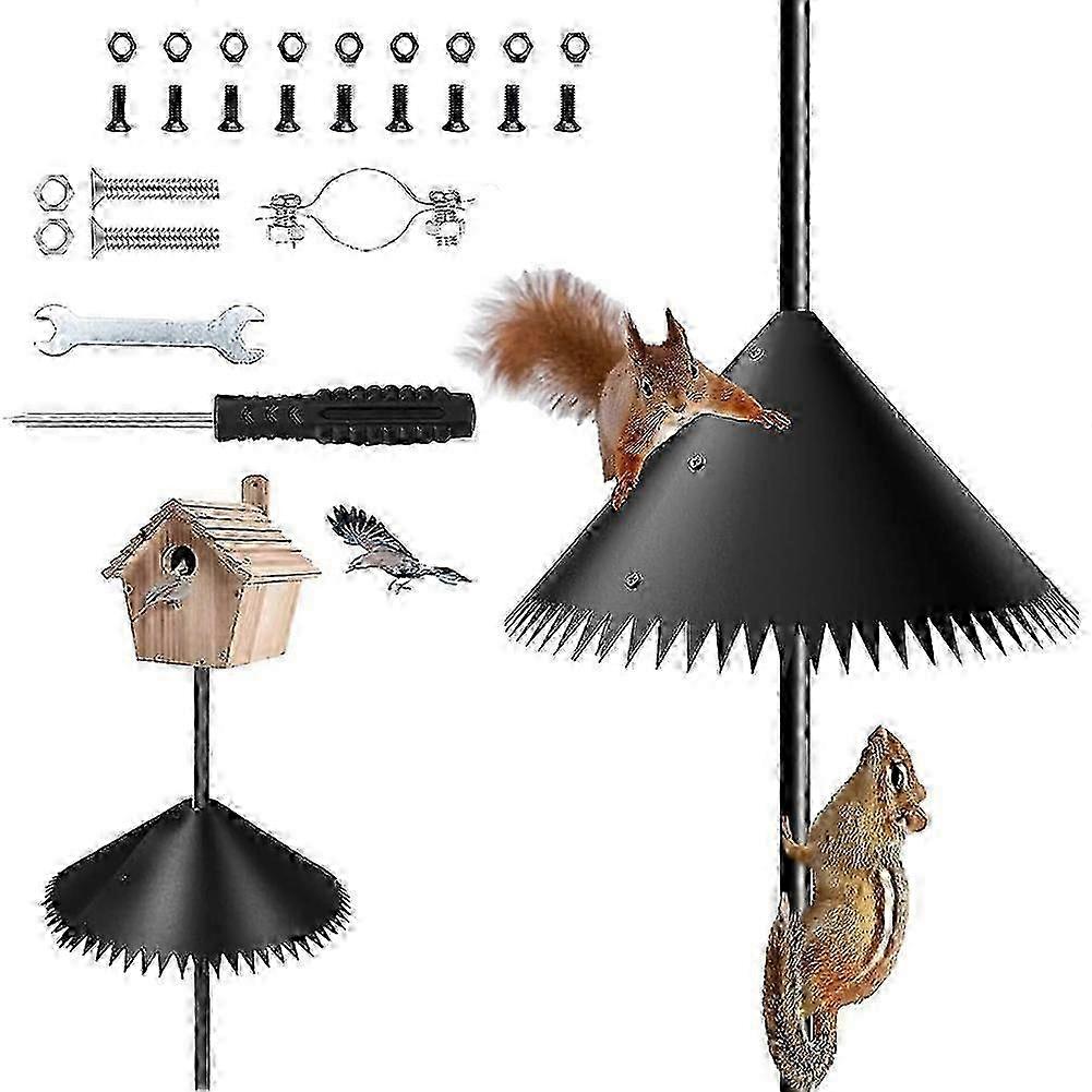 Wide Squirrel Baffle for Bird Feeder Pole, Wrap Around Pole Mount Squirrel Guard, Outdoors Squirrel Proof Baffle with Spikes hwy