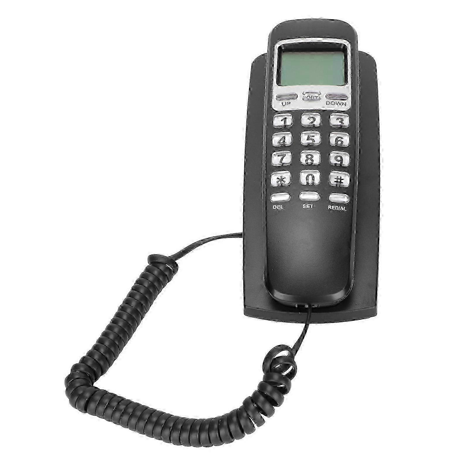 KXT777CID Corded Wall Phone Calendar LCD Display Redial Function Landline Corded Telehone for Hotel Home Office(Black )