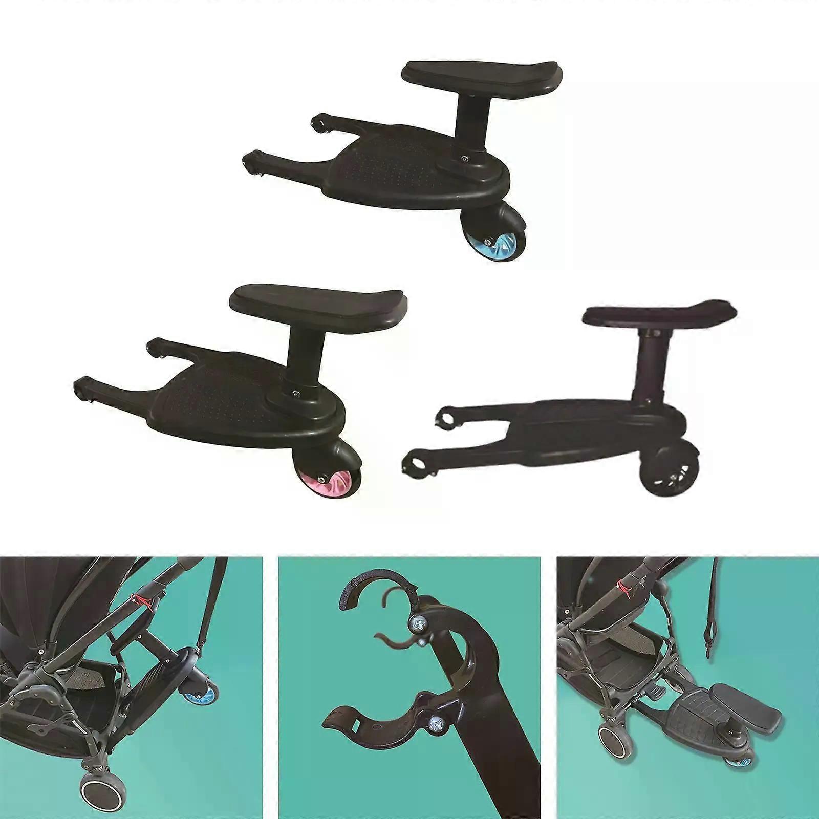 2 in 1 Pram Board Child Kids Standing Plate with Seat Pram Pedal Adapter Pushcart Board with Removable Seat