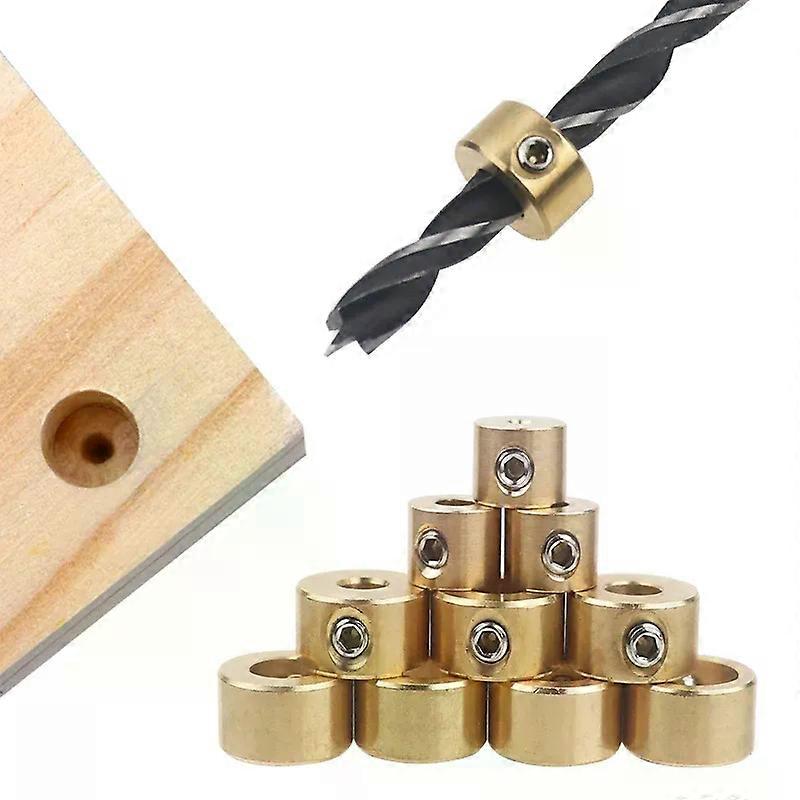3-12mm Drill Bit Tools Brass Depth Stop Collars Ring Positioner Ring With Hex Wrench For Woodworking Drill Bit Locator Tools