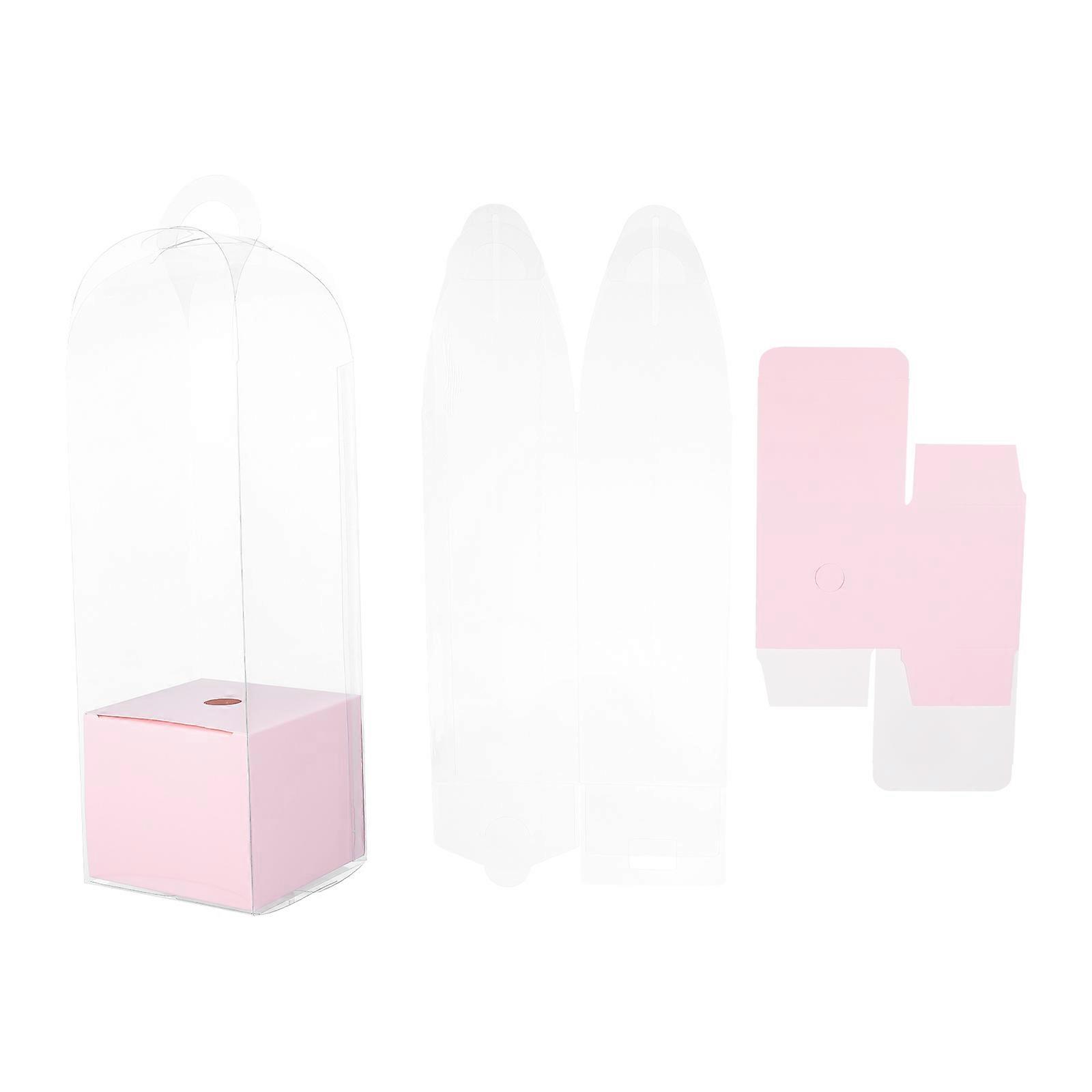 Flower Packing Boxes for Storage Use 2Pcs Pink Rose Packing Box PVC