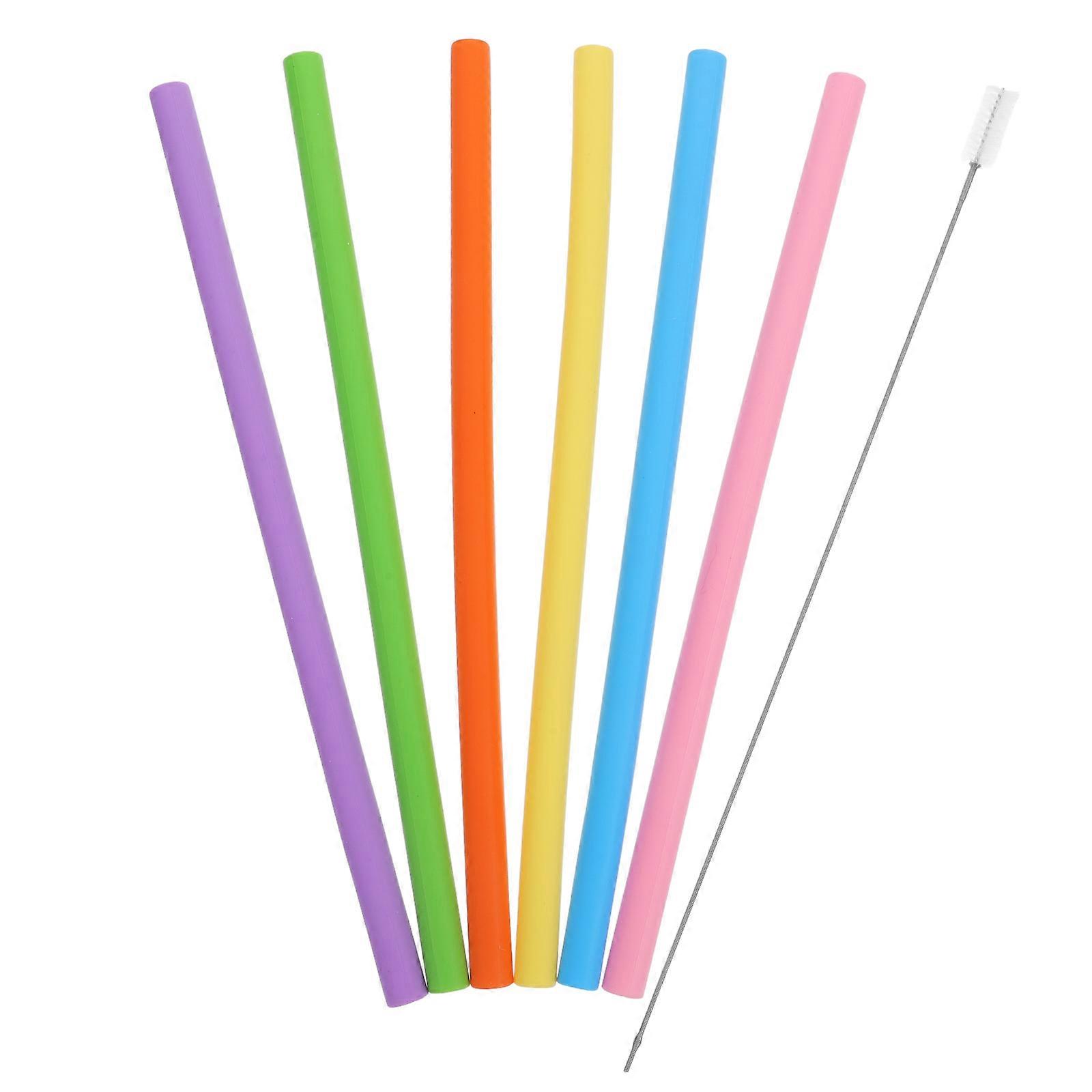 Assorted Color 3 Sets Silicone Straws For Beach Party Multi-purpose Drinking Aid With Brush