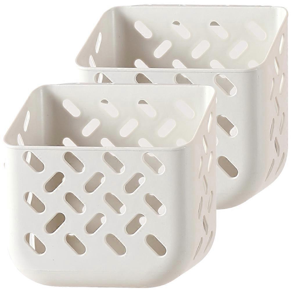 2 Sets Wall Mounted Basket Organizer Storage Light Grey Dormitory Supplies Stackable Practical Functionality