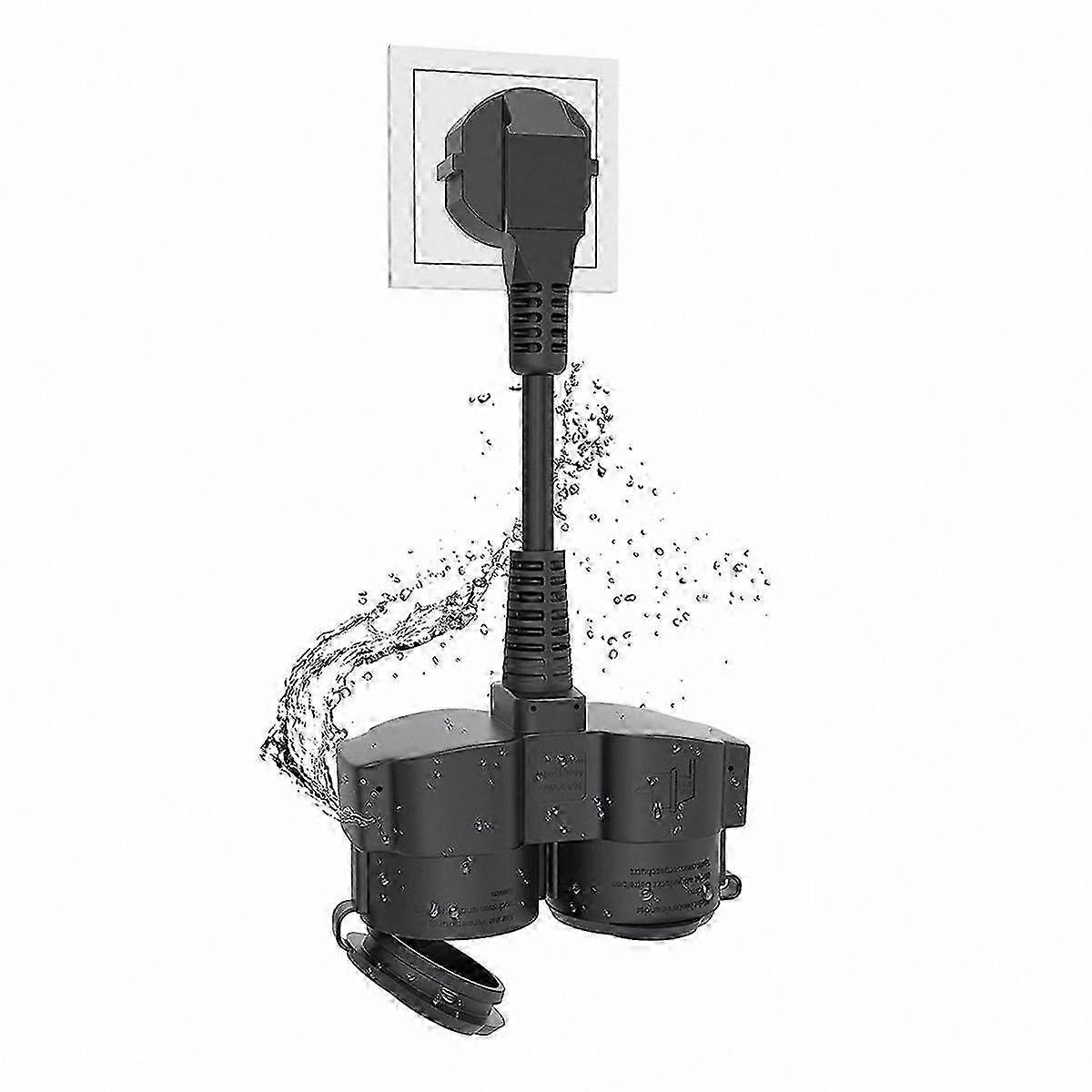 Outdoor Extension Cable with Dual Schuko Sockets, 16A/250V, EU Standard Power Plug Adapter