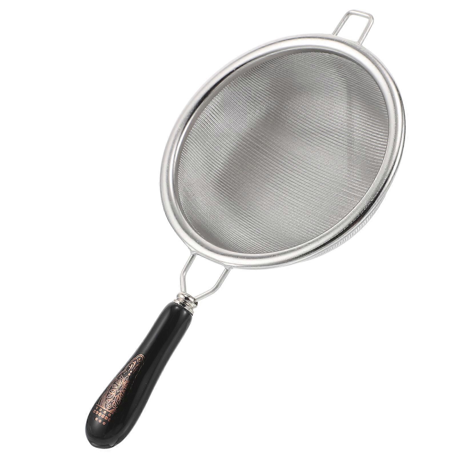 Black Fine Mesh Tea Filter with Handle for Loose Tea Strainer 4Pcs Alloy