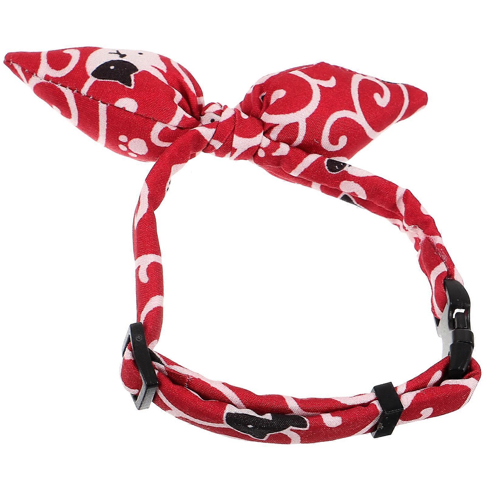 Adjustable Pet Bowtie Collar Red Fabric for Dogs 2Pcs Set