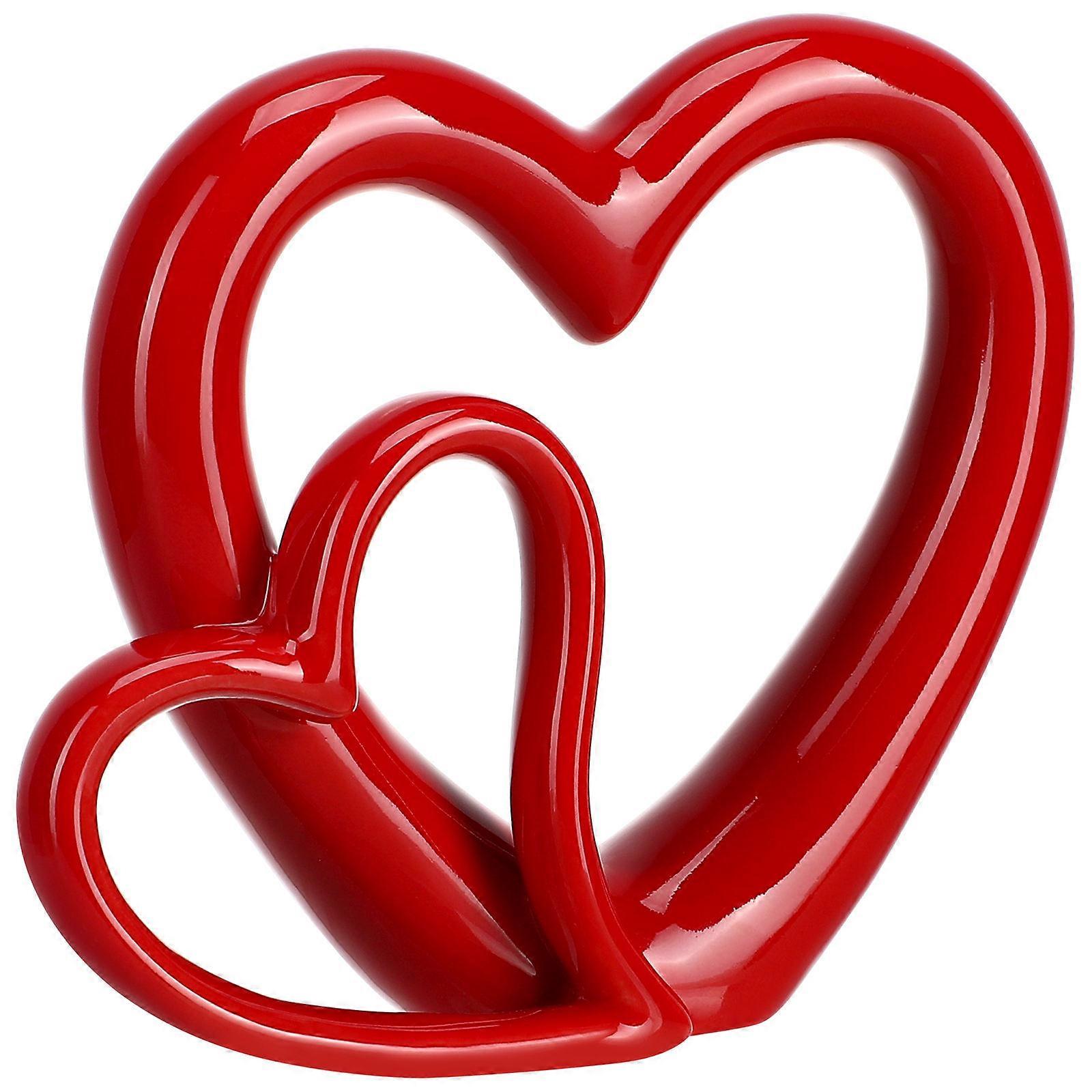 Ornament 5Pcs Red Heart Figurines for Romantic Decor