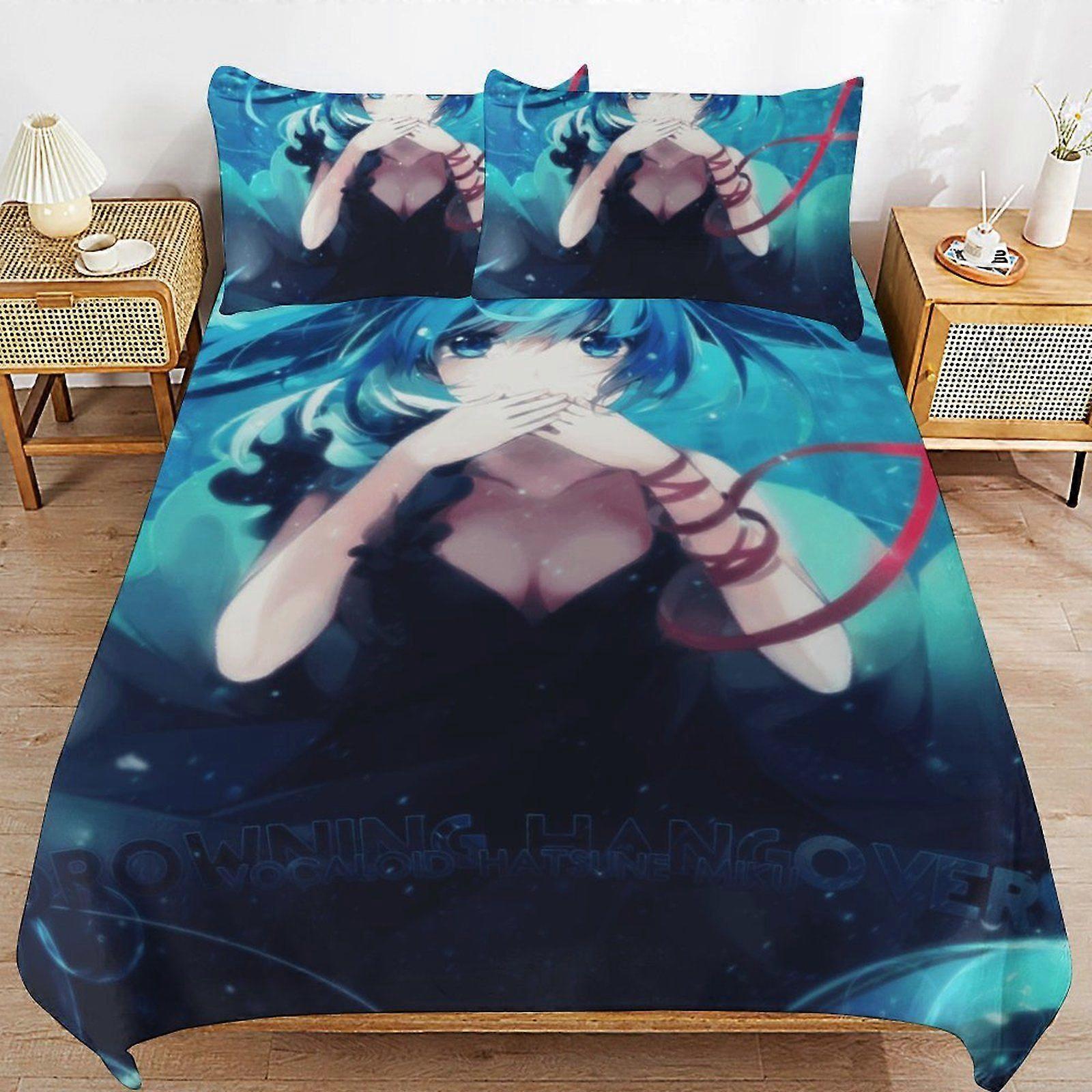 a637 Hatsune Miku Durable Thread Count Secure Zipper Ultra Comfort Texture Duvet Cover Sets Bedding Solution b637