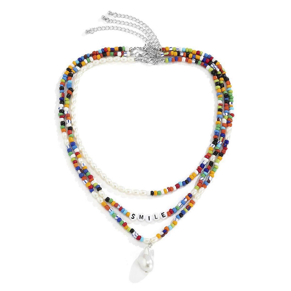 Men's Bohemian Chic Multi-Layered Alien Pearl Letter Set