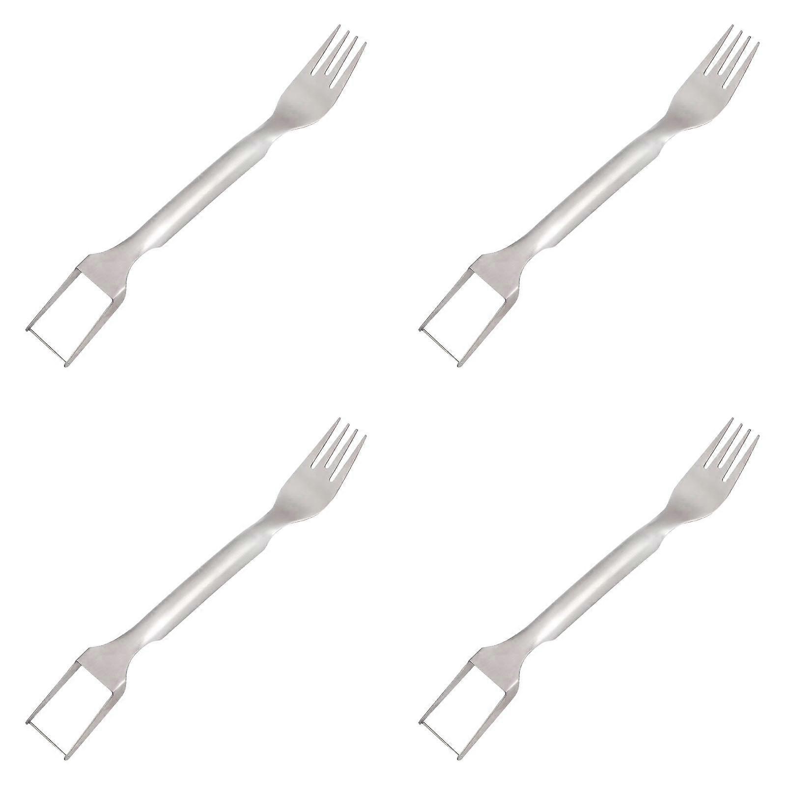 2in1 Stainless Steel Fruit Cutter 2024 Upgrade, Watermelon Fork Slicer, Multifunctional Portable Cutter for Home Party - 4PCS