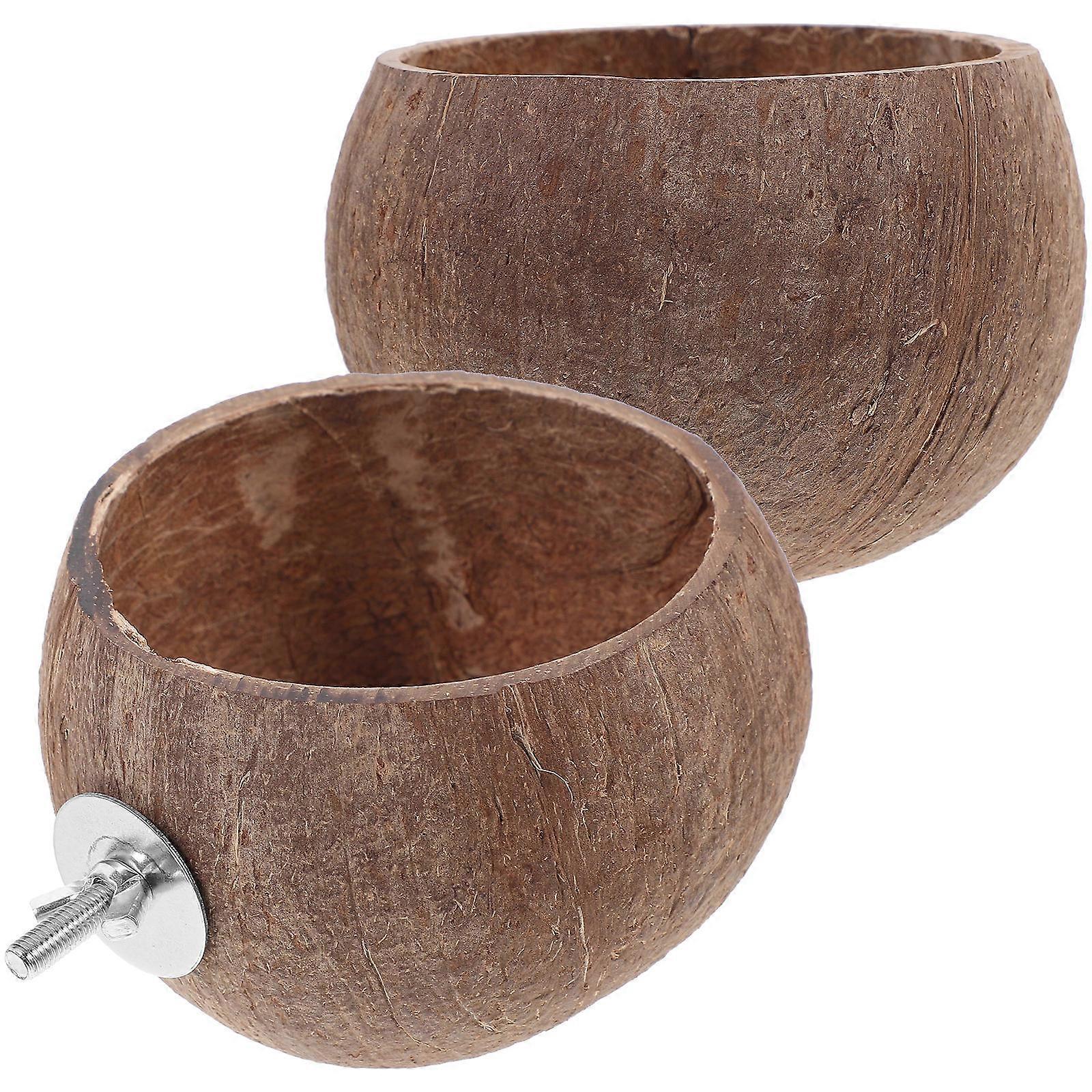 Small Animals Feeding Bowl Coconut Shell Feeder 4Pcs Set