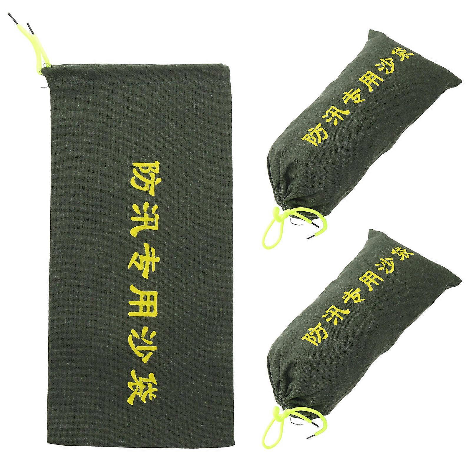 Sturdy Rectangular Olive Green Sandbag Flood Barrier 3Pcs Water-resistant Durable Solution for Emergency Situations